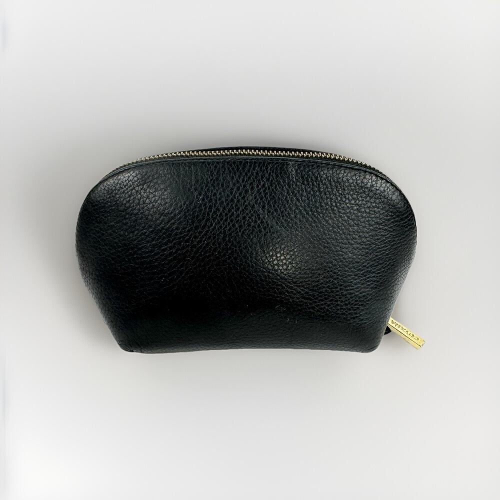 Cuyana Bag Purse Clutch Leather Travel Case Cosmetic Bag Gold Zipper Black